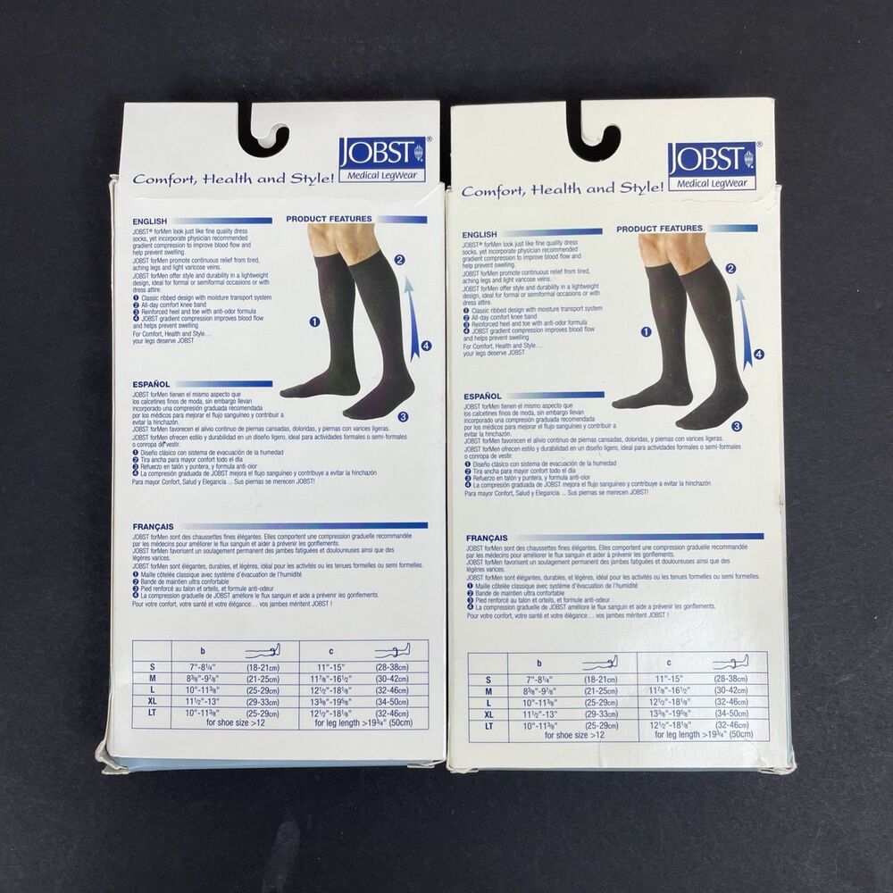 2 JOBST Men's Compression Socks Knee High Closed Toe 15-20 mmHg Black Sz L - Picture 7 of 7